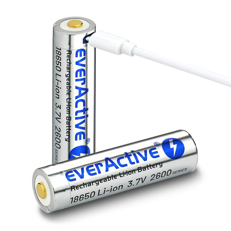 EverActive 2600 mAh 18650 akku, suoraan ladattava!