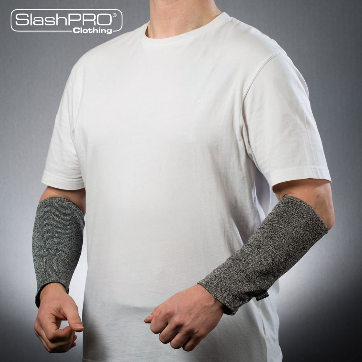 SlashPRO® viiltosuojatut käsivarsisuojat Harmaat (ilman peukalolenkkejä)