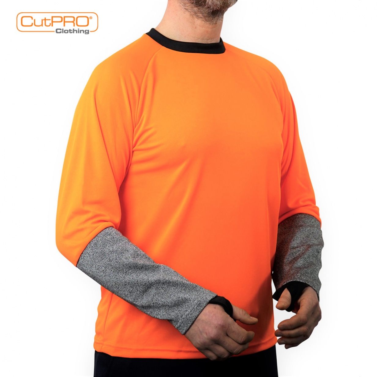CutPRO® paita viiltosuojautuilla käsivarsilla/ oranssi