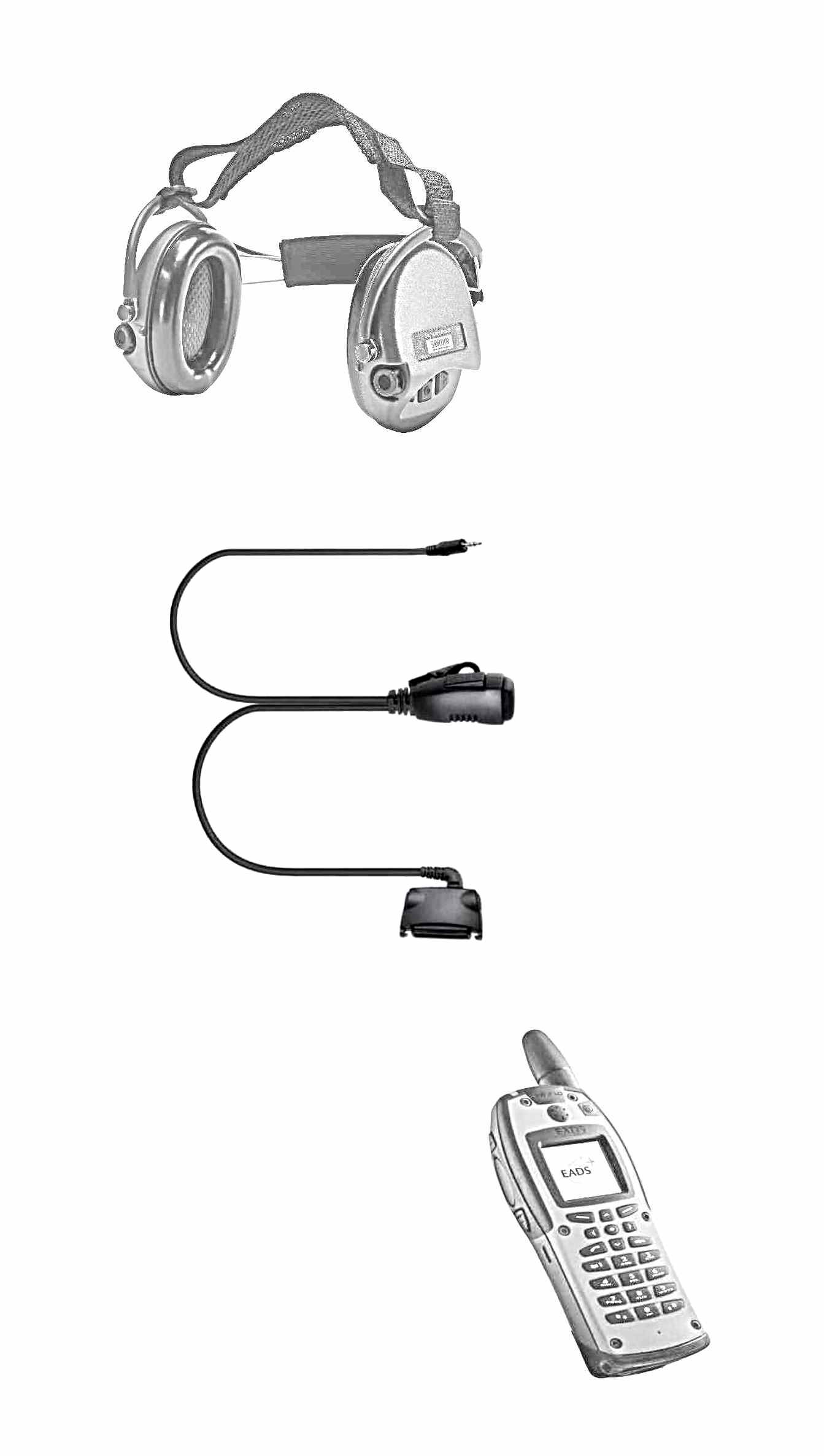 Headset välikaapeli Virve THR-880(i) ja Sordin tai Peltor (3.5 mm)aktiiivikuulosuojaimien välille