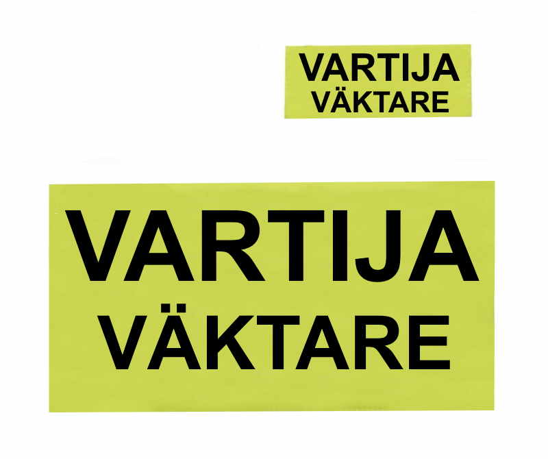 Vartijan keltaiset kangastunnukset rintaan/selkään- UNIVERSAL