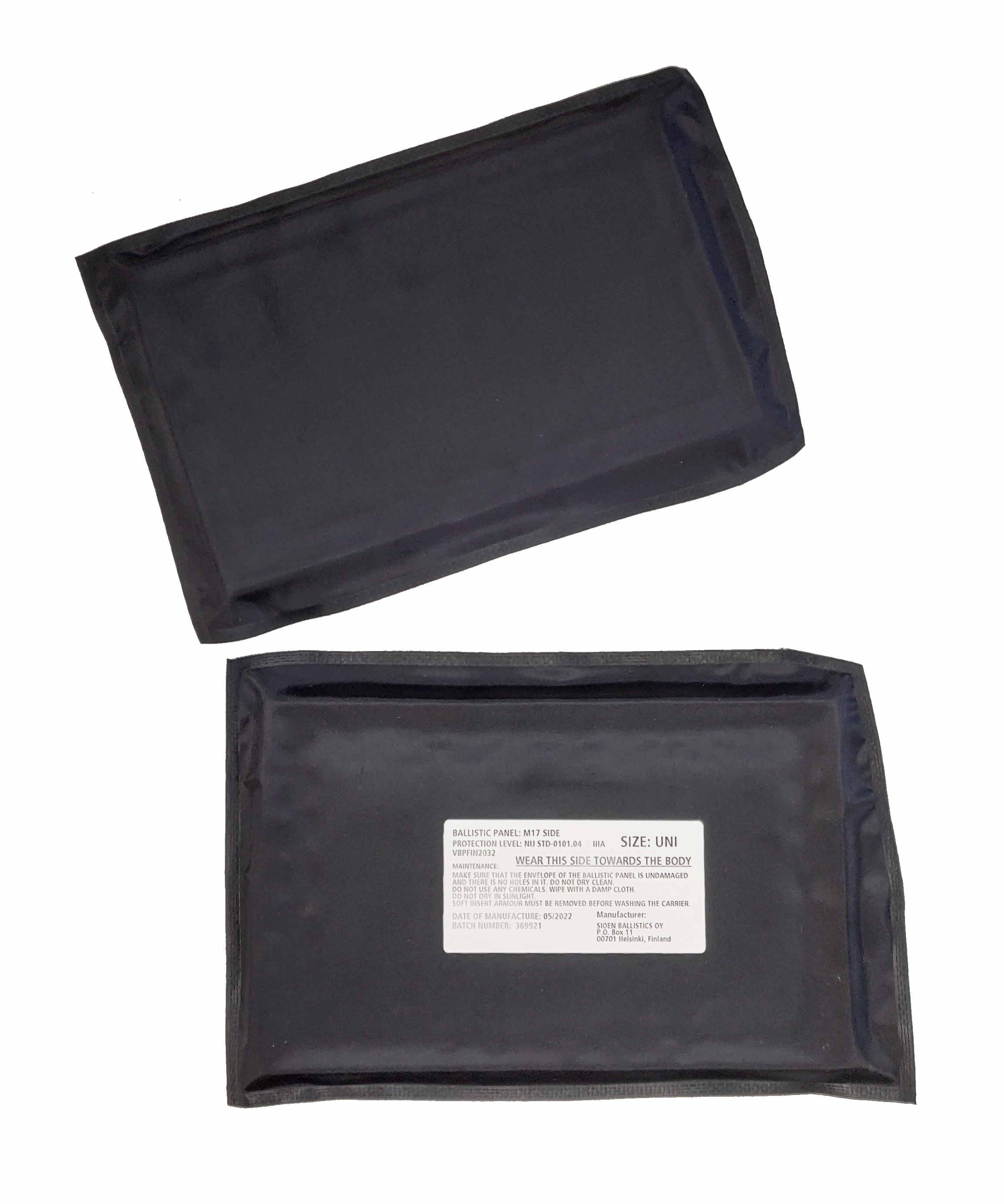 Sioen Ballistics Plate Carrierin kylkien luotisuojapaneelit  6"x 10" PARI NIJIIIA+15J pistosuojaus