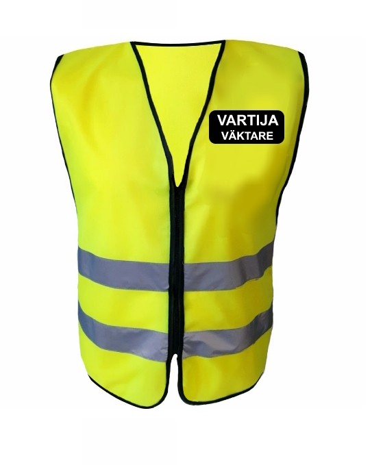 Total Maahantuonti Huomioliivi Vartija-Väktare tunnuksilla Keltainen
