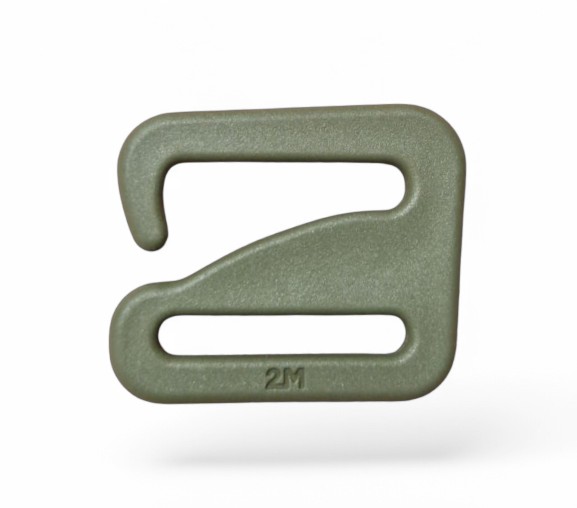 2M Metalliton molempikätinen G-hook 25mm, NATO vihreä
