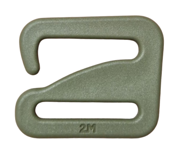 Metalliton molempikätinen G-hook 25mm, NATO vihreä